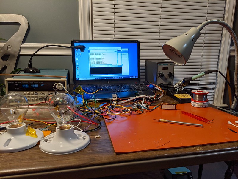 A home-based remote programming station with necessary equipment to develop prototype electronics remotely.