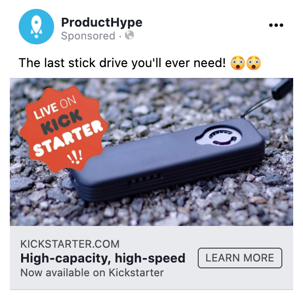 Best Facebook ad for SPEEDSSD Kickstarter 